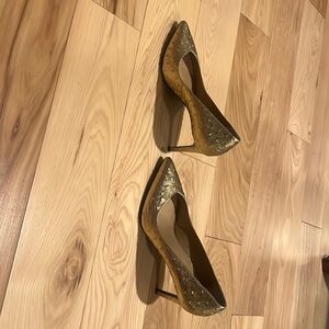 Banana Republic gold heels with stippling